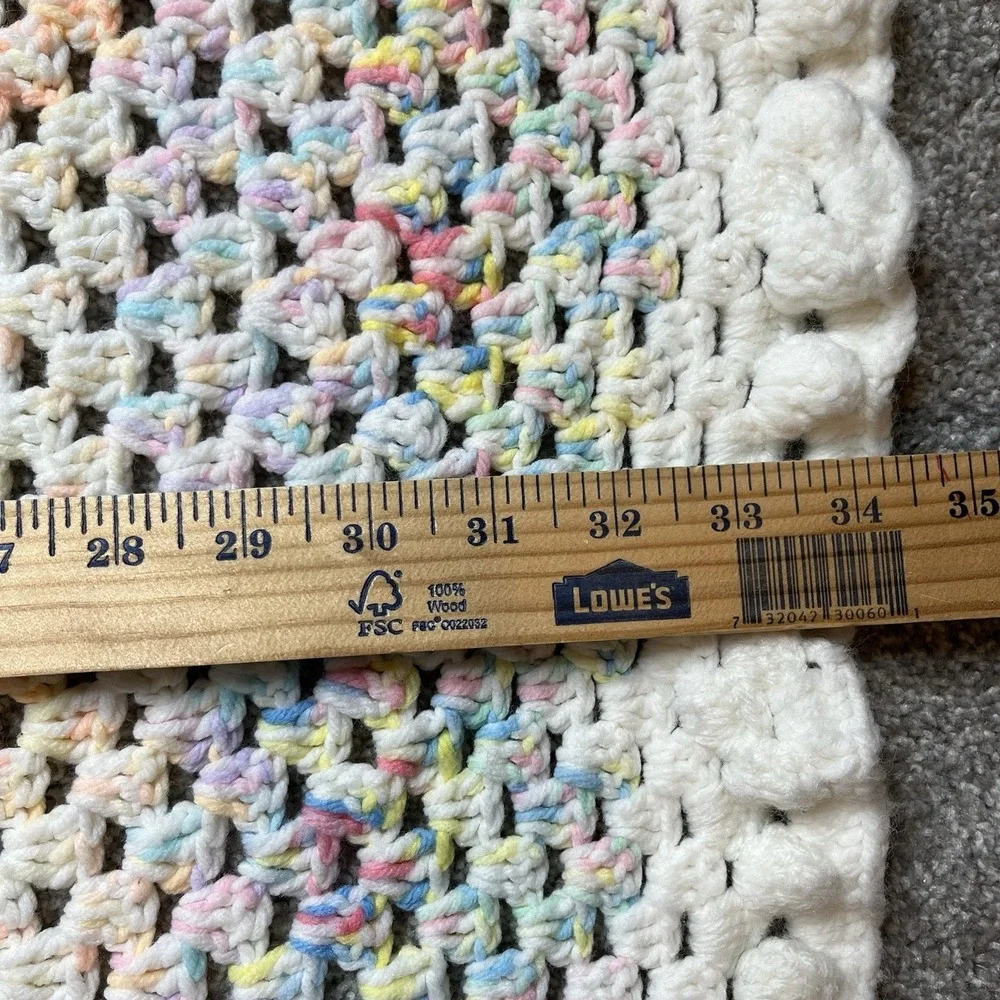 Beautiful Pastel Handmade Crochet Afghan Baby Blanket Multicolor Square